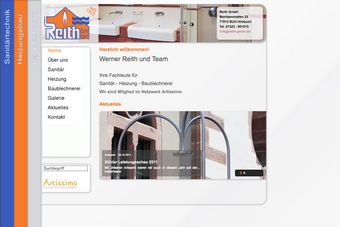 Screenshot der Website der Reith GmbH